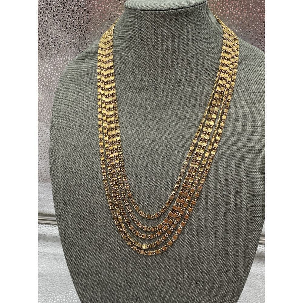 Van Rouge French Couture Egyptian Greek Style Multi Strands Chain Necklace
